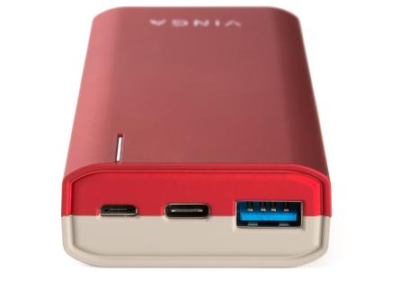 Батарея універсальна Vinga 10000 mAh soft touch red (BTPB3810QCROR)
