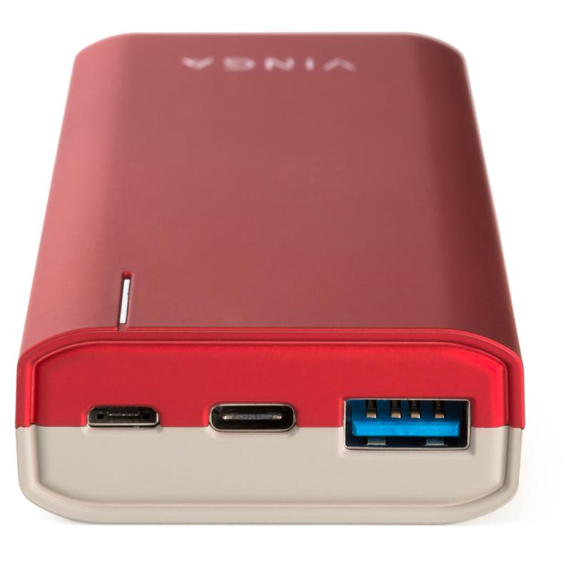Батарея універсальна Vinga 10000 mAh soft touch red (BTPB3810QCROR)