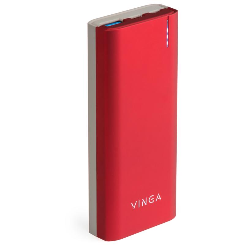 Батарея універсальна Vinga 10000 mAh soft touch red (BTPB3810QCROR)