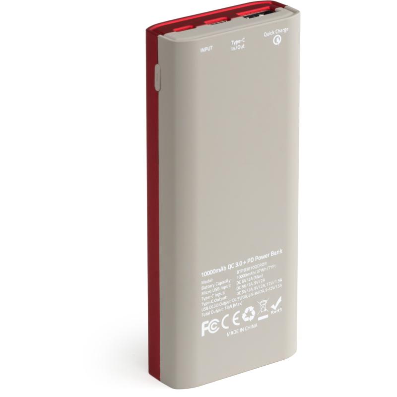 Батарея універсальна Vinga 10000 mAh soft touch red (BTPB3810QCROR)