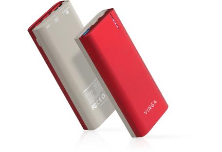 Батарея універсальна Vinga 10000 mAh soft touch red (BTPB3810QCROR)