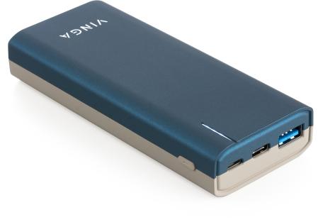 Батарея універсальна Vinga 10000 mAh soft touch blue (BTPB3810QCROBL)