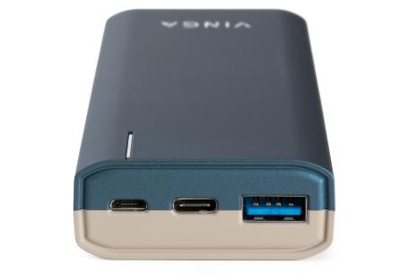 Батарея універсальна Vinga 10000 mAh soft touch blue (BTPB3810QCROBL)