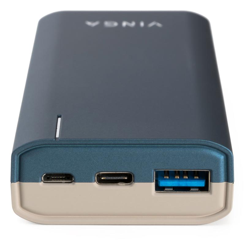 Батарея універсальна Vinga 10000 mAh soft touch blue (BTPB3810QCROBL)