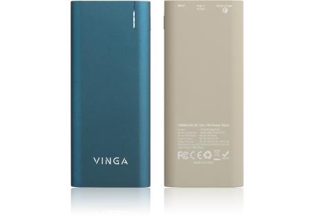 Батарея універсальна Vinga 10000 mAh soft touch blue (BTPB3810QCROBL)