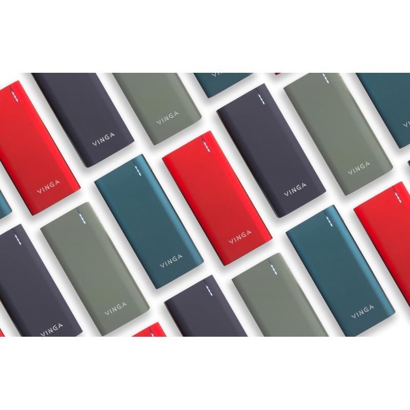 Батарея універсальна Vinga 10000 mAh soft touch blue (BTPB3810QCROBL)