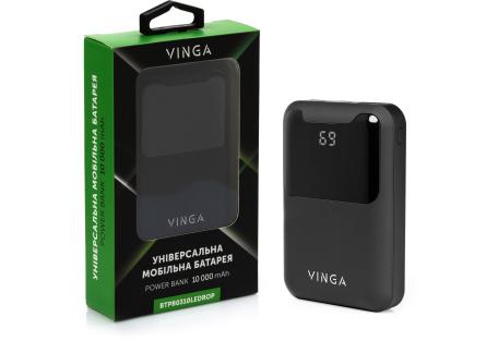 Батарея універсальна Vinga 10000 mAh Display soft touch black (BTPB0310LEDROBK)