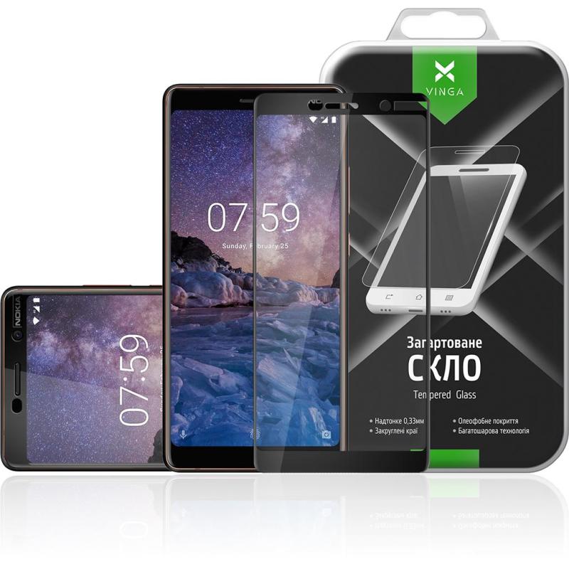 Скло захисне Vinga для Nokia 7 Plus (Black) (VTPGS-N7PB)