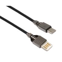 Дата кабель USB 2.0 AM to Type-C 1.0m 2-sides usb nylon black Vinga (VCPDCTC2SNB1BK)