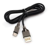 Дата кабель USB 2.0 AM to Type-C 1.0m 2-sides usb nylon black Vinga (VCPDCTC2SNB1BK)