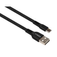 Дата кабель USB 2.0 AM to Type-C 1.0m flat art TPE back Vinga (VCPDCTCFTPE1BK)