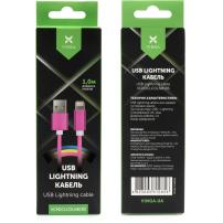 Дата кабель USB 2.0 AM to Lightning 1.0m rainbow nylon Vinga (VCPDCLCOLNB1RS)