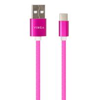 Дата кабель USB 2.0 AM to Type-C 1.0m rainbow nylon Vinga (VCPDCTCCOLNB1RS)